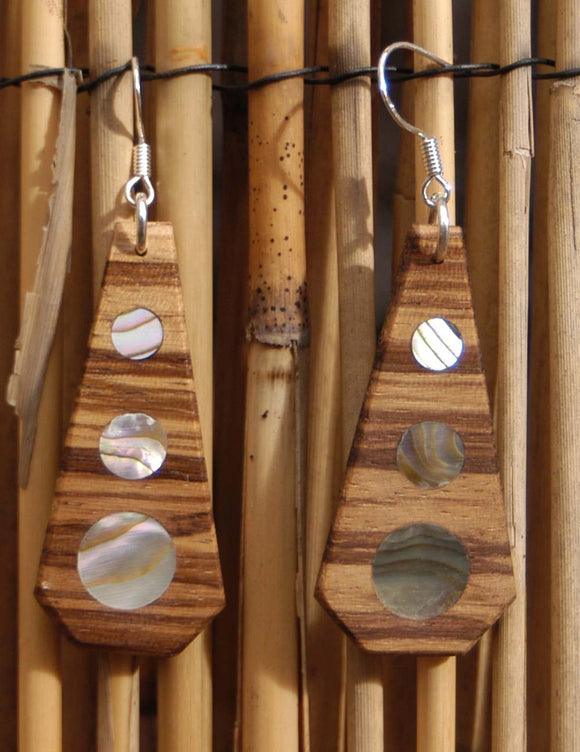 Zebrawood Abalone Dot Earrings 2