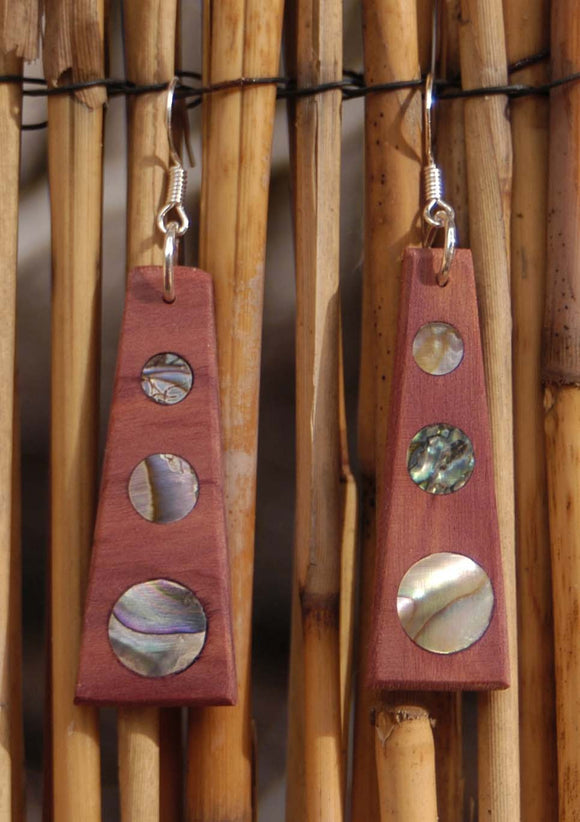 Red Cedar Abalone Dot Earrings