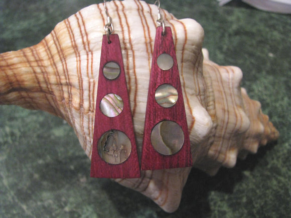 Purpleheart and Abalone Inlay Teardrops (triangle shape)