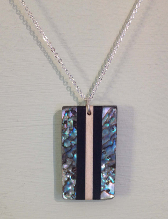 Abalone and Wood Rectangle Necklace