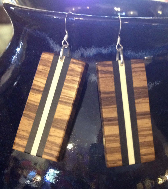 Zebrawood, Holly and Ebony Earrings