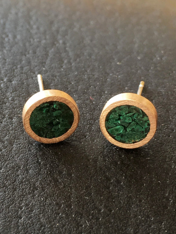 Malachite and Bronze Studs