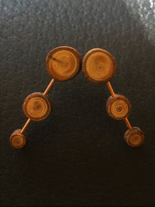 Tripe Cedar Stud Dangles