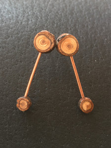 Double Cedar Stud Dangles