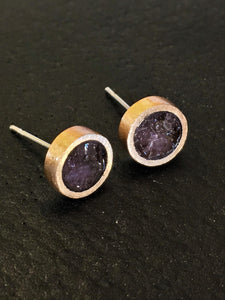 Rose Quartz and Bronze Studs