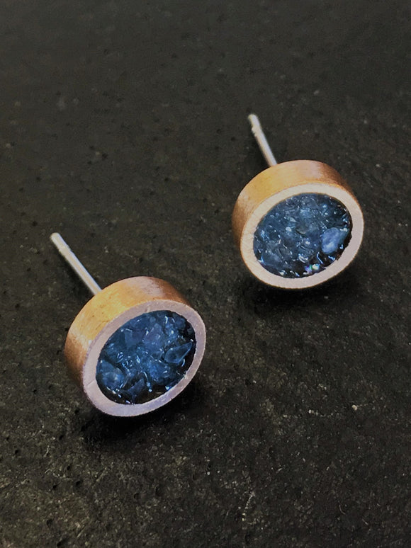 Blue Topaz and Bronze Studs