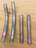 Abalone/wood Slender Laminate Earrings (mid length)