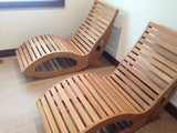 White oak sauna chairs