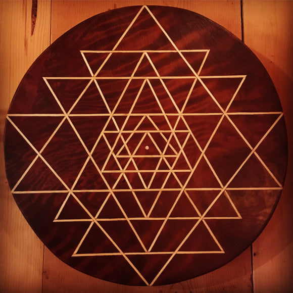 Sri Yantra in Redwood Burl (sold)