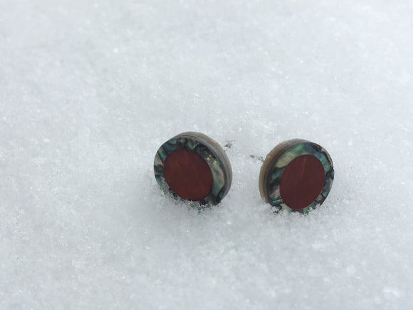 Abalone (outer) and Padauk Stud Earrings