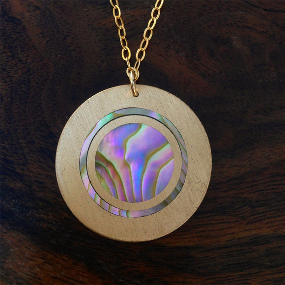 Bronze and Abalone Pendant Necklace