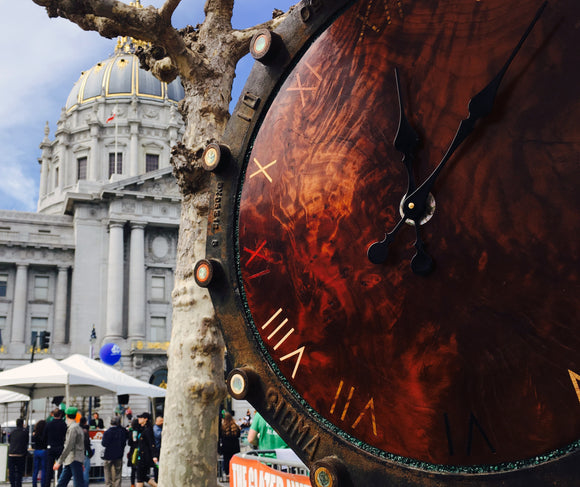 Water Pipe Flange/ Redwood Burl Clock (sold)