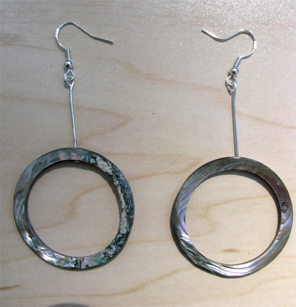 Long Abalone Hoop Earrings