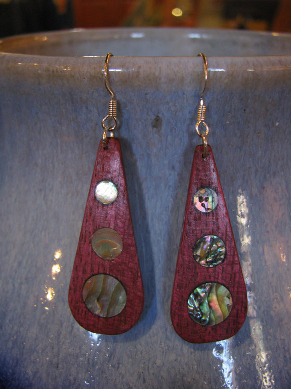 Purpleheart and Abalone Inlay Teardrops (round shape)