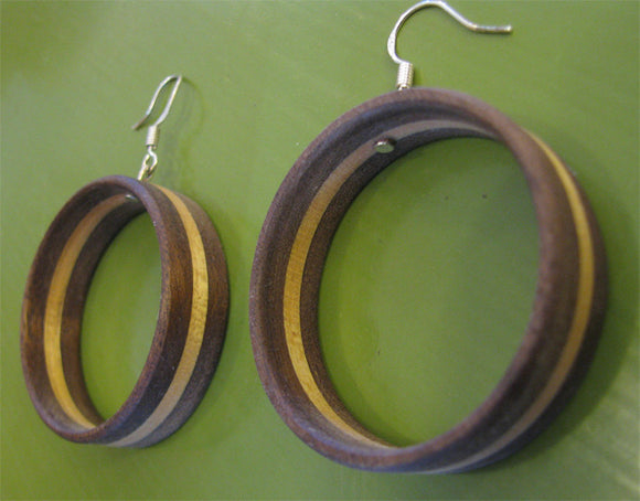 Walnut and Yellowheart Hoop Earrings