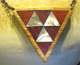 Abalone/Padauk/Purpleheart/Rosewood Triangle Necklace