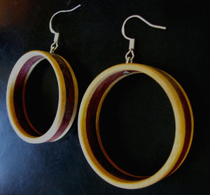 Padauk and Yellowheart Hoop Earrings