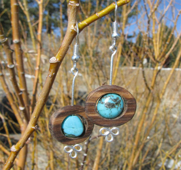Zebrawood O's with Turquoise Earrings